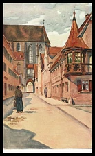 Postcard, artist card, Rothenburg o. T., Klingengasse, 5026-1173