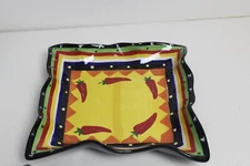 JC Penny Home Mexican Chip Bowl Hot Peppers Colorful 11.5' x 11.5"