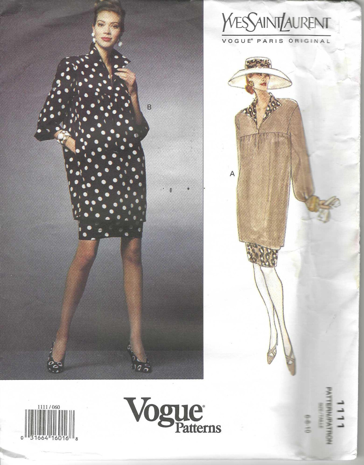 Gonna top Vogue 1111 Yves Saint Laurent motivo YSL taglia 6 10 non tagliata