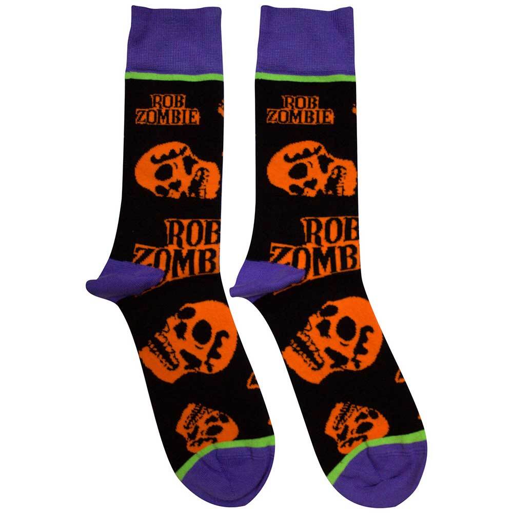 Rob Zombie - Naranja Calaveras Calcetines - Nuevo & con Licencia - Música