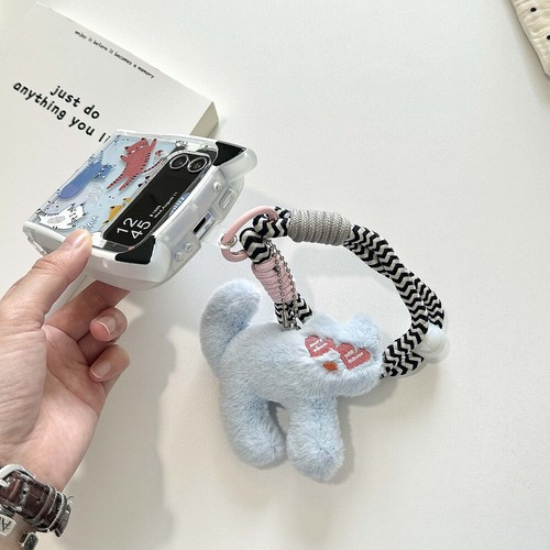 Cartoon Cute Cat Pattern For Samsung Galaxy Z Flip6 5 4 3 Phone Case Cover+Chain - Picture 7 of 21