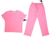 Beverly Hills Uniforms Unisex Pink V-Neck Straight Leg Top Bottom Scrub Set L