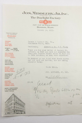 1933 Lamson Goodnow Jos Middleby Jr Inc Boston MA Return Letter Ephemera L952H