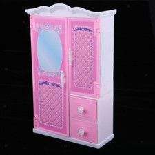 Doll House  Wardrobe Clothes Cabinet for   Kids Pretend Toy