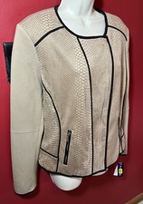 Nygard Jacket Women’s Size L Black Tan Full Zip Snakeskin Rp $129