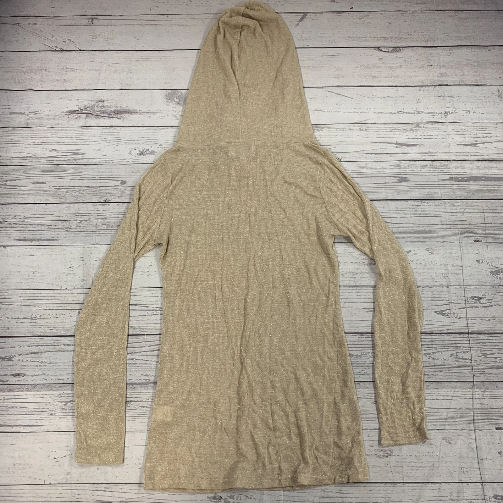 OFF WHITE Felpa con cappuccio leggera 213 donna avorio scintillante taglia large