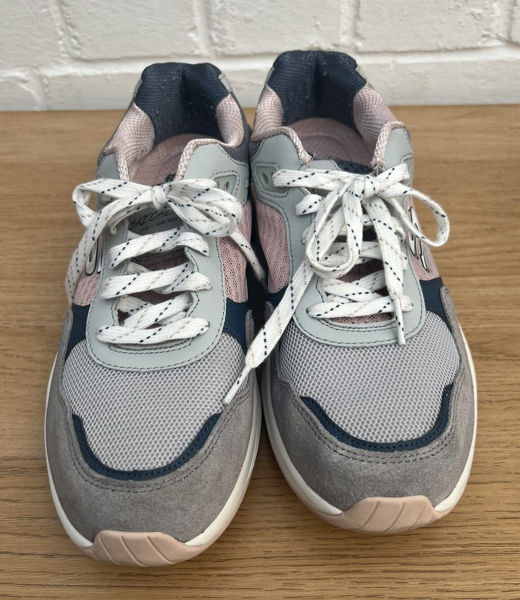 Womens Skechers Trainers UK Grey Pink Laceup Memory Foam Air Cooled
