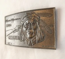 Vintage St. Louis MO Exposition Geronimo 1904 Pewter Belt Buckle Native American