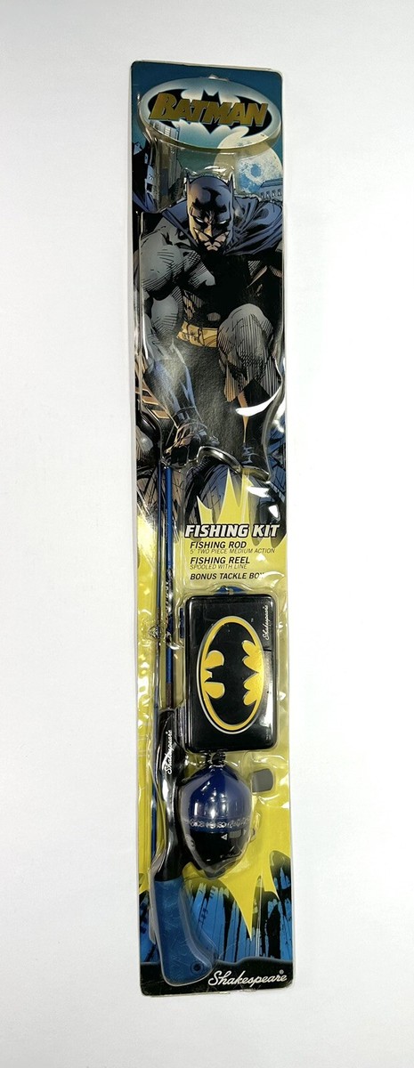 batman fishing pole and tackle box Shakespeare Batman Fishing Kit All In One Rod & Reel Tackle DC Comics Rare  NOS