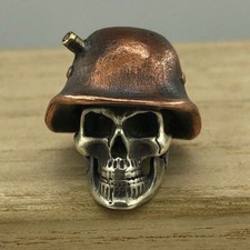 EDC Pirate Skull Key Pendant Hanging Knife Beads Lanyard Keychain Brass DIY Tool