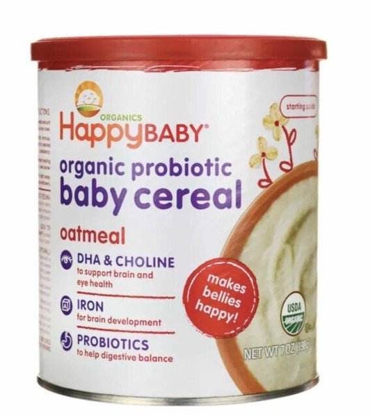 Happy Baby Organic Probiotic Cereal Oatmeal W Iron Probiotics Choline 7