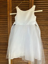 Handmade White Poly-Satin Little Girl's Wedding Flowergirl Dress 4T