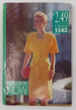 See & Sew Now 1991 Easy Pattern #5543 Dress Jacket Size 18-20-22 Uncut Vintage 
