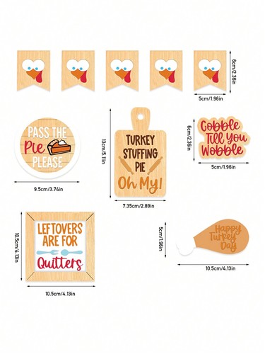 10 - Piece Fall Thanksgiving Tiered Tray Set, Pumpkin Gnome, Farmhouse Deco - Picture 5 of 10