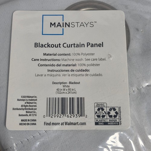 NWT Mainstays Blackout Curtain Panel White 40x95" L 100% Polyester - Picture 2 of 5