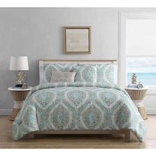 VCNY Home Sea Damask Reversible Comforter Set, Queen, Taupe