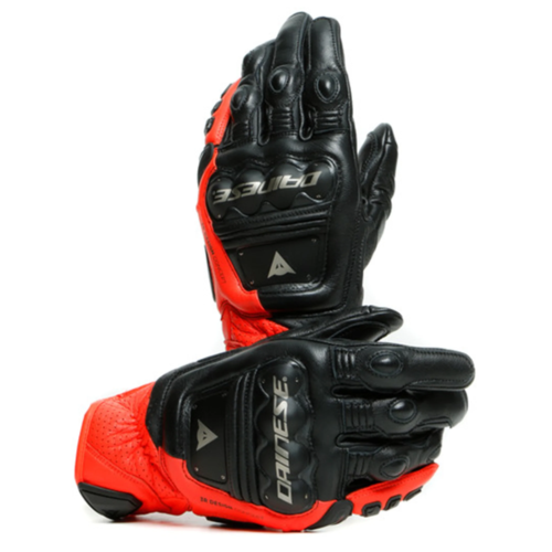 Dainese 4-Stroke 2 Motorcycle Gloves Black/Flo Red - Afbeelding 1 van 14