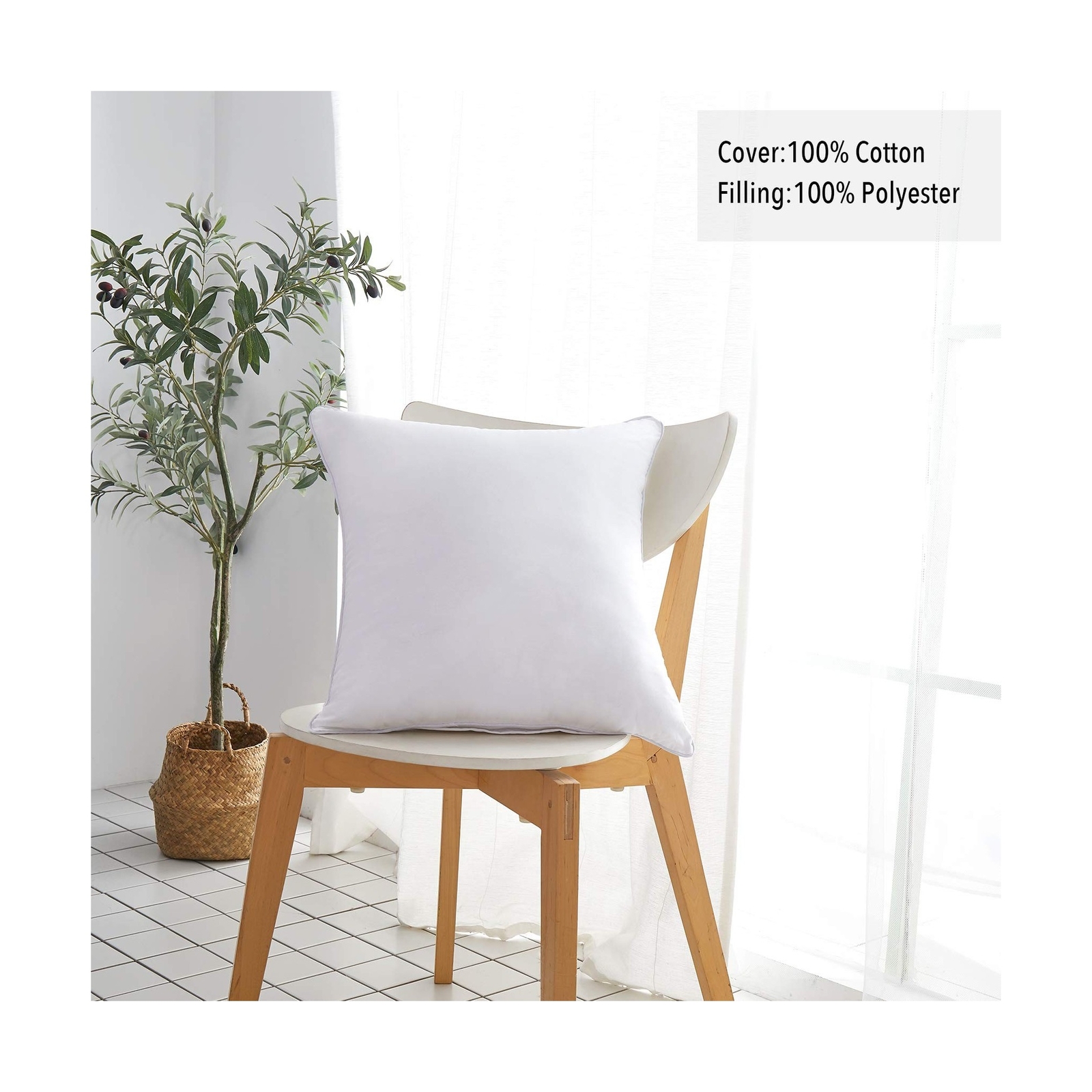 Oubonun 20 x 20 Pillow Inserts (Set of 2) - Throw Pillow Inserts with 100% Co...