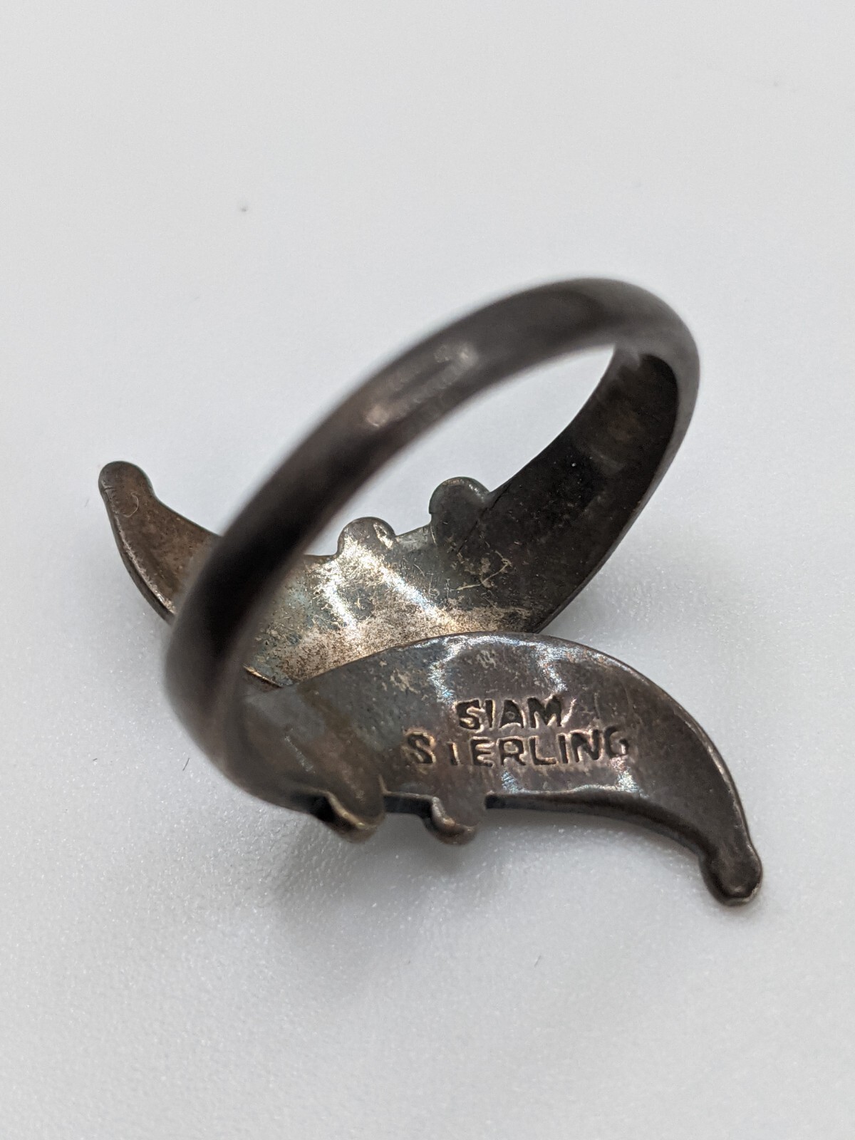 Sterling Scroll Adjustable Wrap Ring Signed Siam … - image 3