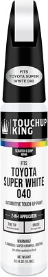 Touch Up King Paint Made for Toyota Super White 040 Brush and Pen Combo