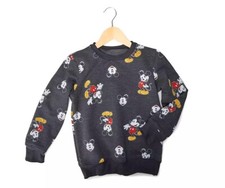 DISNEY MICKEY MOUSE Kids Charcoal Heather Youth All over Print SWEATSHIRT Size 8