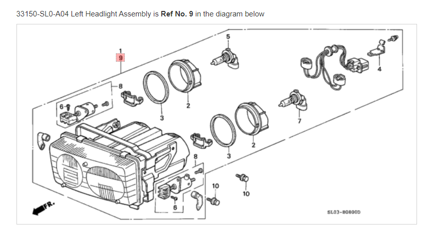HONDA ACURA GENUINE OEM NSX Left Headlight Assembly Headlight