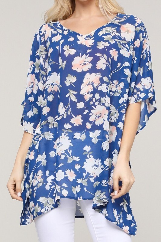 NWT blue delight Floral Boutique Top Size 2X