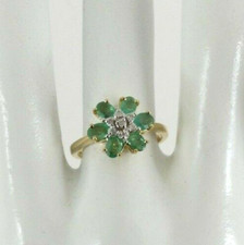 Cluster-Ring 9 kt Gold Smaragd & Diamant NEU ...