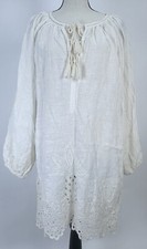 ⭐️ Farm Rio Neutral White Embroidered Linen Dress Sz M