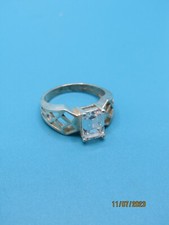 Lg, Sterling Silver Clear CZ Stone Ring Size 6 NC8