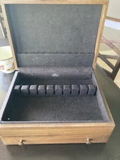 Vintage Pacific Silver Cloth Flatware Chest Storage Case Box Wood With Drawer