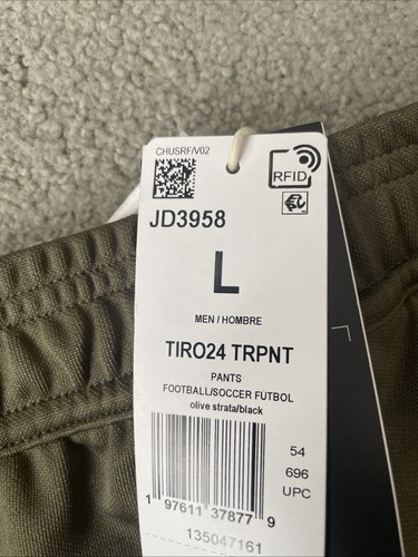 New Adidas Men's Sz. Large Tiro24 FootballSoccer Jogger Pants Green Zip Pockets - Picture 5 of 8