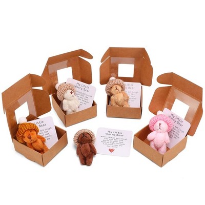 5pcs Handmade Mini Plush Teddy Bear in a Box My Little Worry Bears with Emoti...