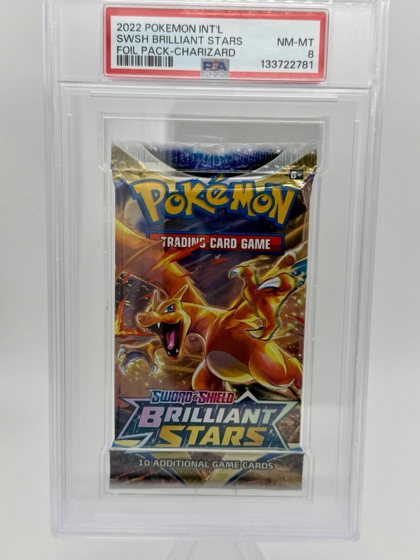 PSA 8 Brilliant Stars Charizard 2016 Graded Sealed Pack Pokemon SWSH