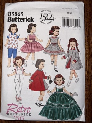 Butterick Sewing Pattern Retro 1950s Doll Clothes B5865 Size 18'' High UNCUT