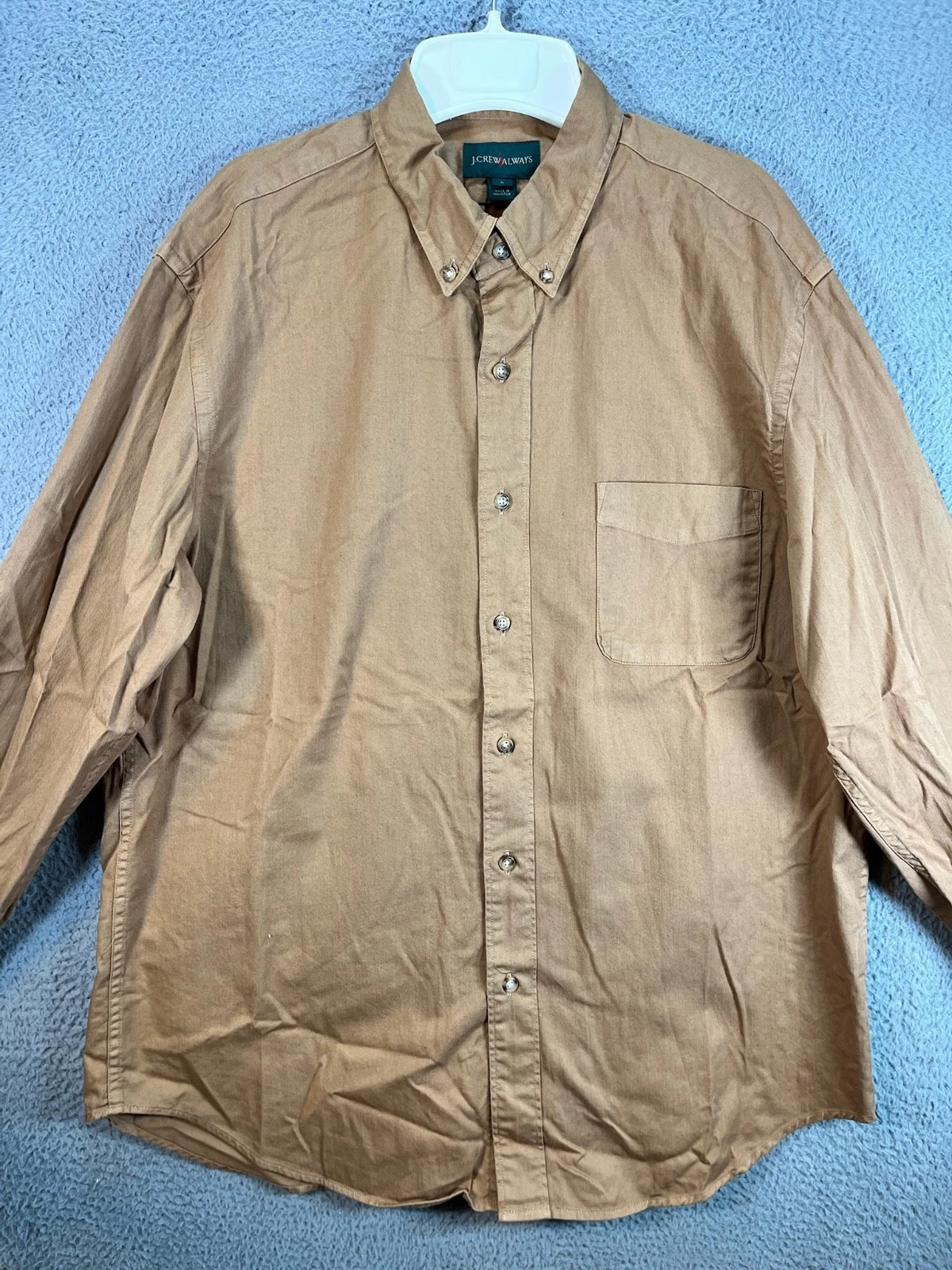 J Crew Flannel Shirt Mens Large Brown Twill Oarsman Button Down Preppy Outdoor