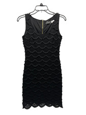Women's Guess Black Sleeveless Lined Lace Fringe Dress Size 0