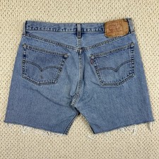 Vintage Levis 501 Cut Off Shorts Fit Size 34 Blue Denim Jean Jorts 90s USA Made