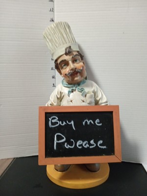 Chef statue W/chalkboard 16'' tall