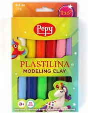 Pepy Plastilina Reusable and Non-Drying Modeling Clay; Box of 12-Color Sticks, 0