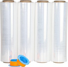BOMEI PACK Clear Stretch Wrap Roll with Plastic Handle 18" x 1000 Feet 80 Gau...