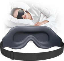 EVA BELLE Sleep Mask for Men Women, Zero Pressure 3D Black (Without Lines) 