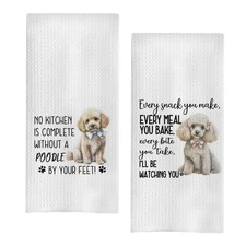 2-Pack Poodle Themed Kitchen Towels 16x24 inches Dog Lover Decor Gift Set