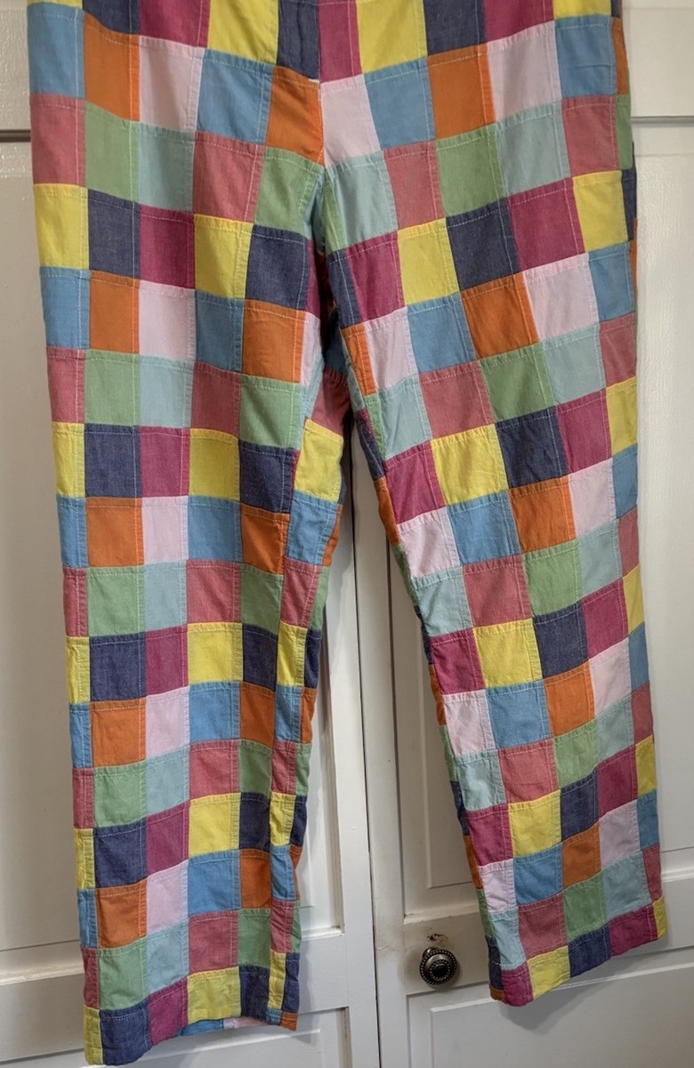 Brooks Brothers Preppy Patchwork Madras Pants Womens 10 Pastel