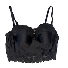 Auden Black Lace Trim Longline Bustier Bra Top NWT Size L