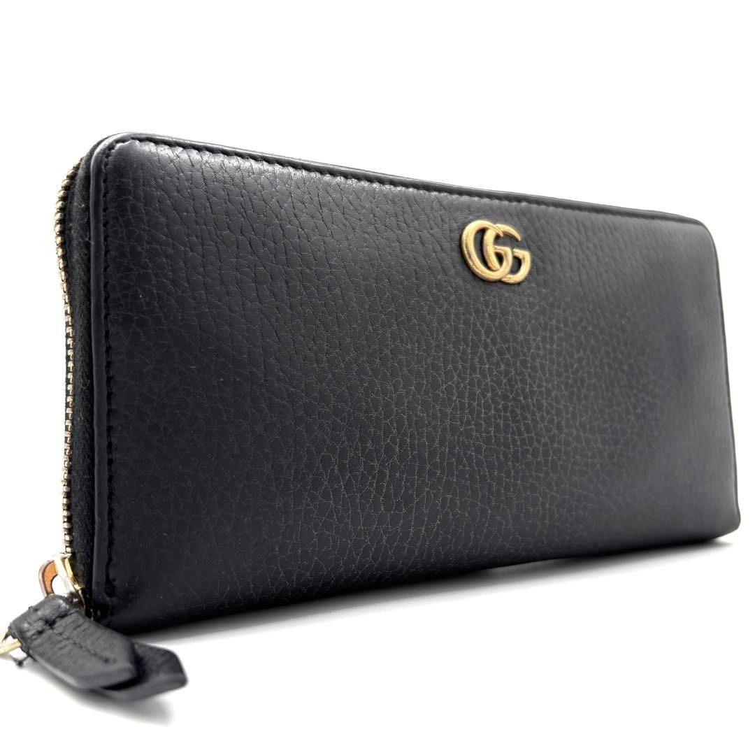 Gucci Interlocking GG Marmont Leather Long Wallet for Men Black