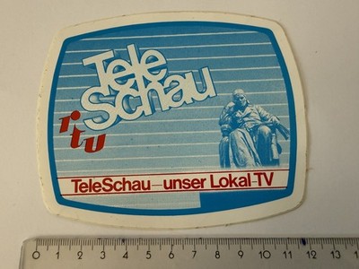 Vintage alter Aufkleber Sticker RTU Tele Schau unser Lokal-TV 4p