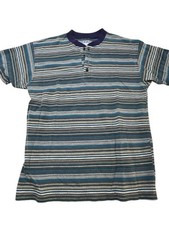 Vintage Y2k Nothing But Blue T shirt 90s Made in USA Stripped Blue Gray