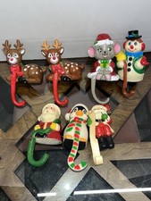 Lot of 7 Vintage Plastic Christmas Stockings Santa Snowman Deer Mouse Penguin