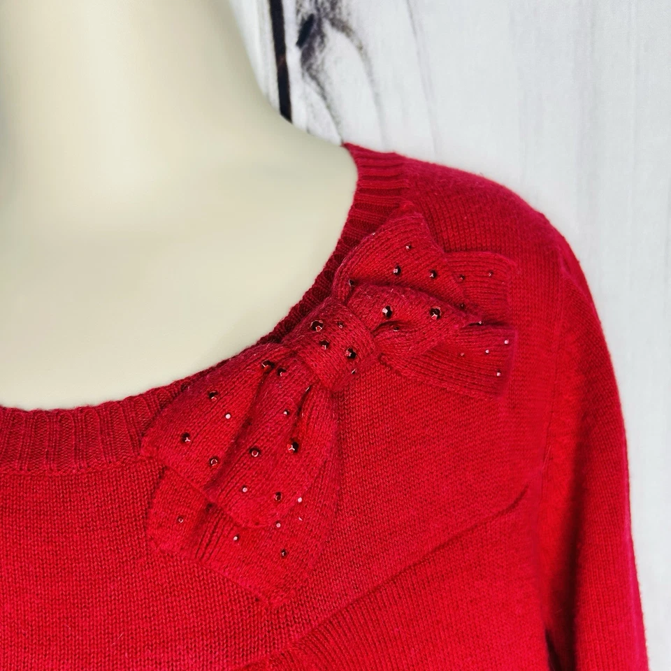 Suéter Cherokee Niñas Rojo Manga Larga Talla 6/6X Lentejuelas Lazo Foto 3 de 4